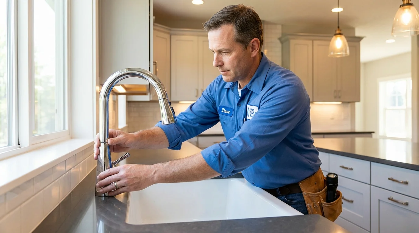 Kitchen faucet installation by Johns Plumbing LLC in Devens