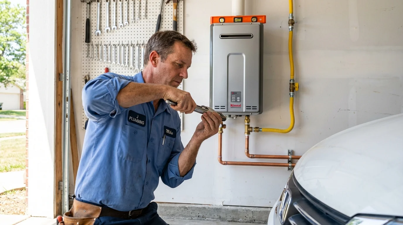 Tankless water heater installation by a Johns Plumbing LLC plumber in Devens